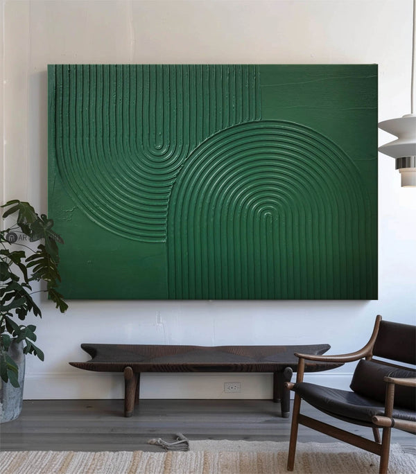 Modern Green Textured Canvas Wall Art,Green Rich Textured Painting Acrylic ,Original Green Oil Painting