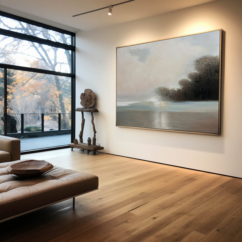 Modern Landscape Art Beige Landscape Canvas Painting Office Framed On Canvas Landscape painting