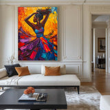 Large Dancing Woman Wall Art, Colorful Feminist Glory Painting Rich Texture Wall Art For Sale