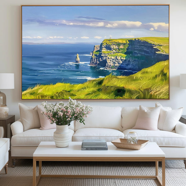 Beautiful View of Cliffsof Moher Oil Painting Modern Landscape Art Famous Scenic on Canvas 