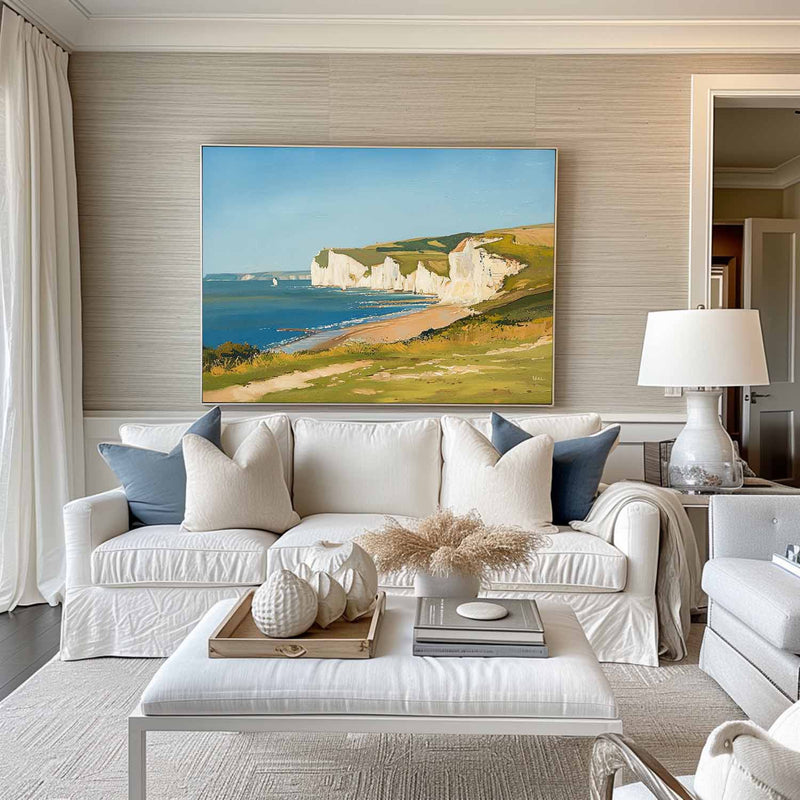 Large White Cliff Landscape Art Oil Painting Classic Art Painting Seaside Art on Canvas