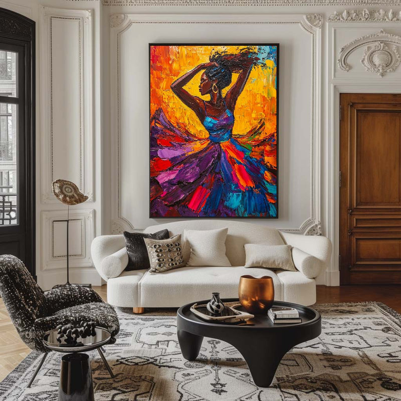 Large Dancing Woman Wall Art, Colorful Feminist Glory Painting Rich Texture Wall Art For Sale