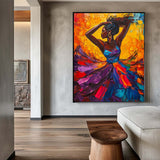 Large Dancing Woman Wall Art, Colorful Feminist Glory Painting Rich Texture Wall Art For Sale