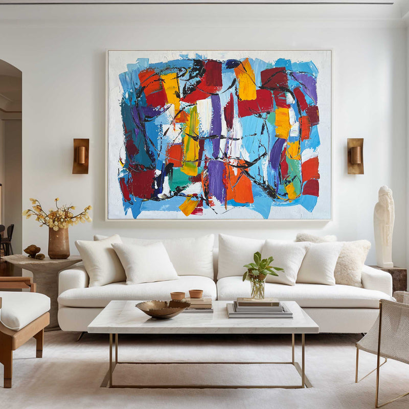 Colorful Abstract Art Large Modern Interior Canvas Art Long Horizontal ...