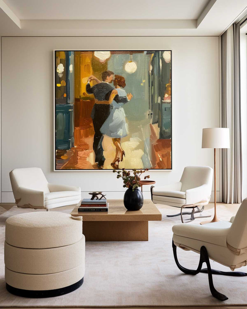 Beautiful Couple Dance Waltz Painting American Realism Wall Paintings Large Romantic Dancing Wall Art