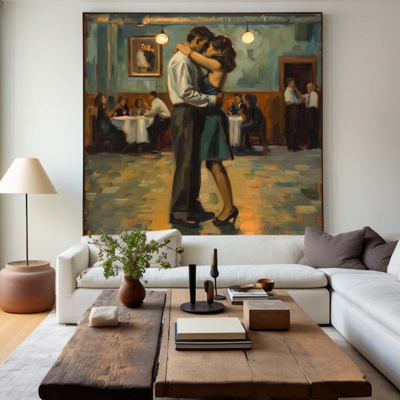 Lovers Embrace Painting Modern Wedding Wall Art, Lovers Art Romantic Lovers Wall Art For Livingroom