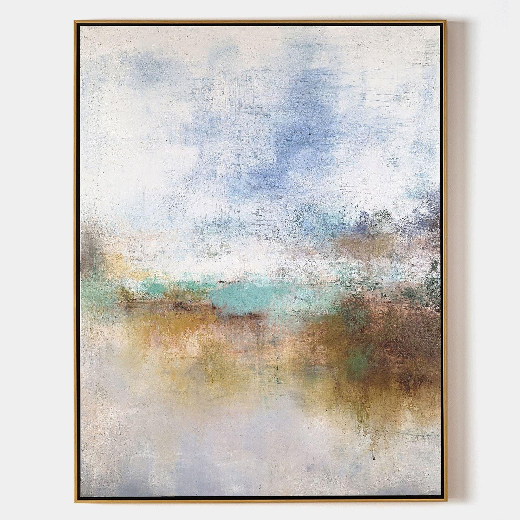 Vertical Beach Canvas Art Large Coastal Wall Art Modern Abstract Painting