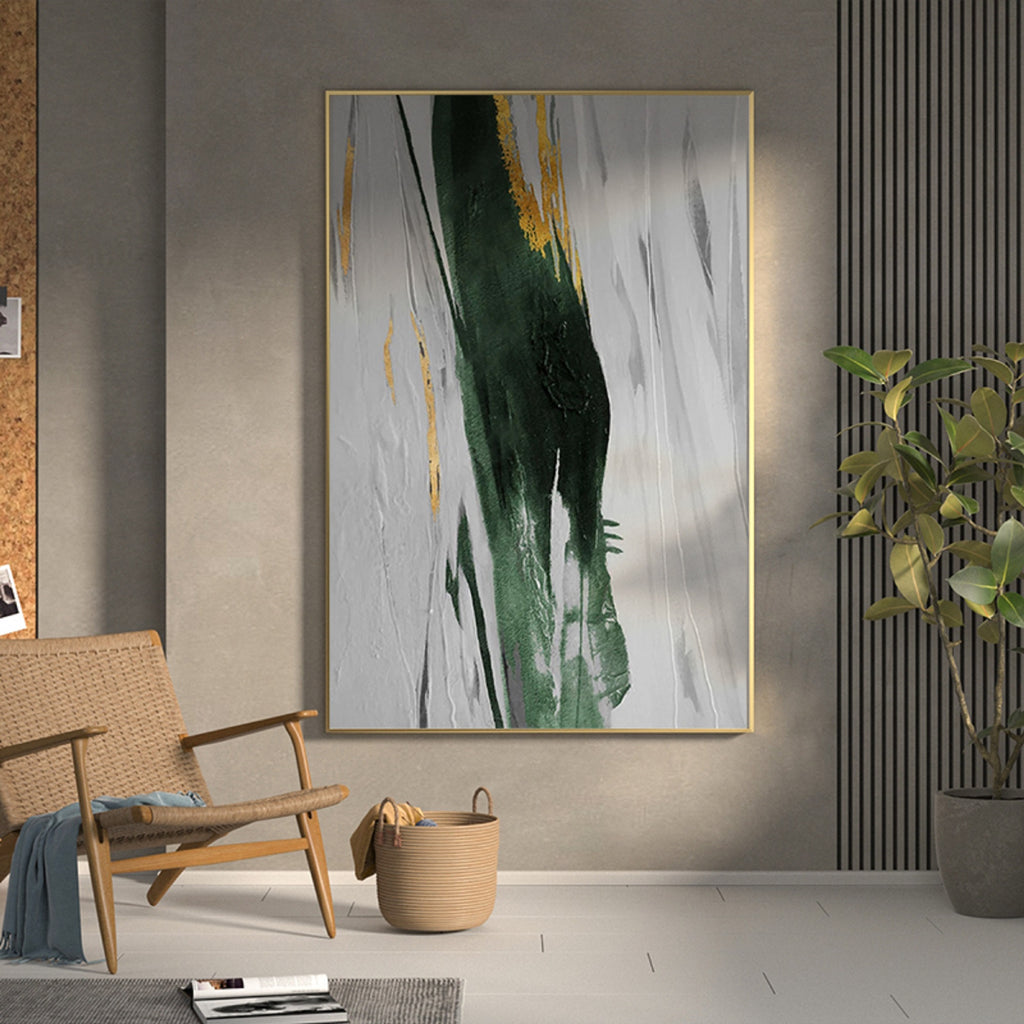 Large Green And Gold Abstract Wall Art Framed Abstract Art Green ...