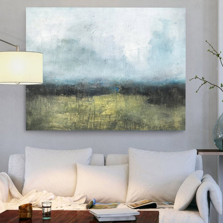 Green Abstract Landscape Art Big Wall Painting Oversized Framed Wall ...