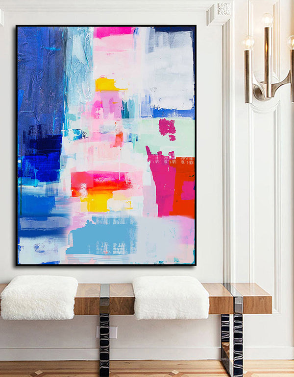 Large Colorful Abstract Wall Art Bright Acrylic Paintings Colorful Canvas Art