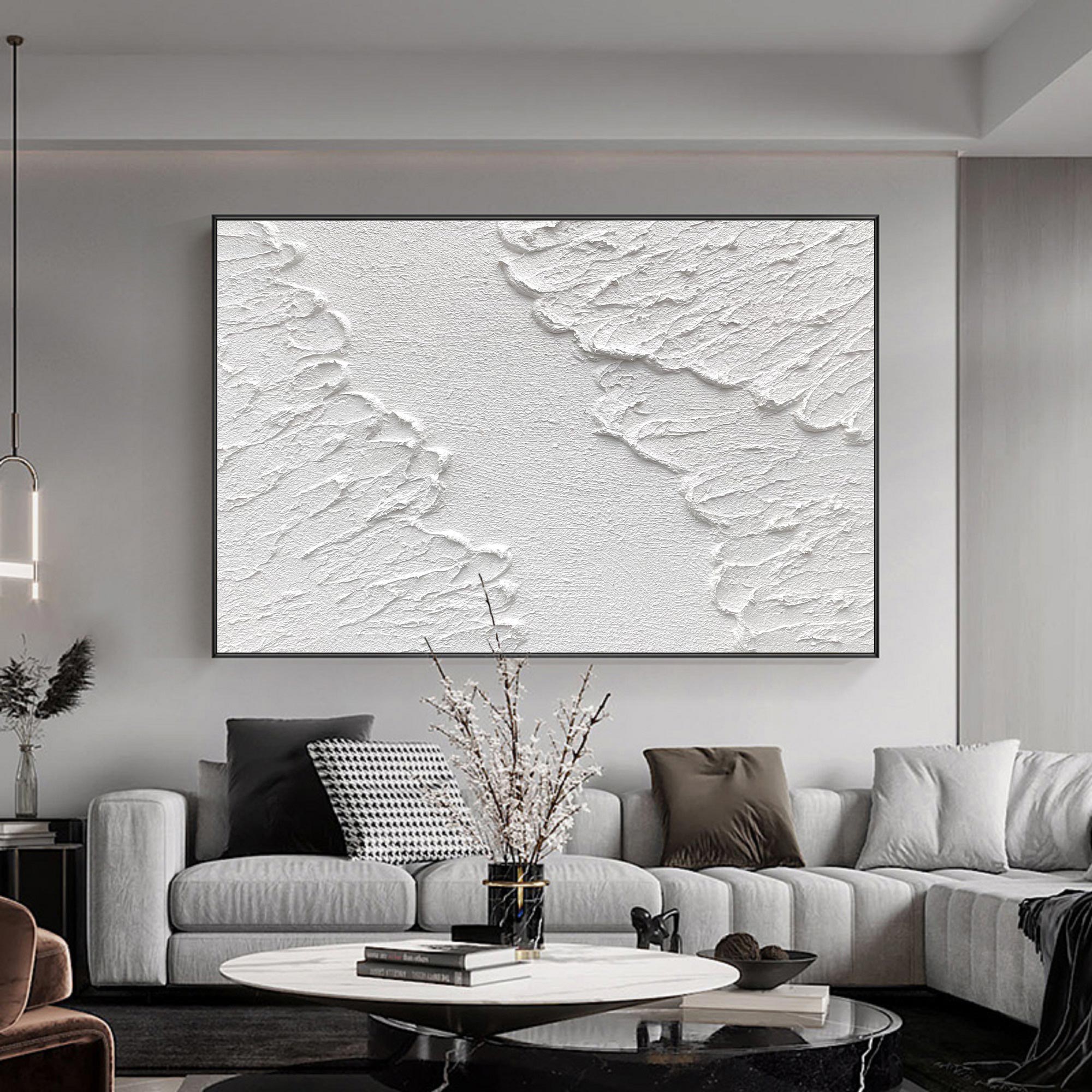 Luxury White Abstract Painting White 3D Textured Painting White 3D ...