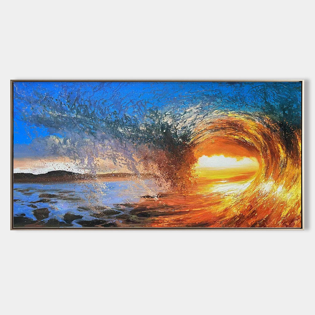 Canvas Original Art, Acrylic on Canvas, Beach Painting, Sunset Art, 6x6 art, hot Original illustration