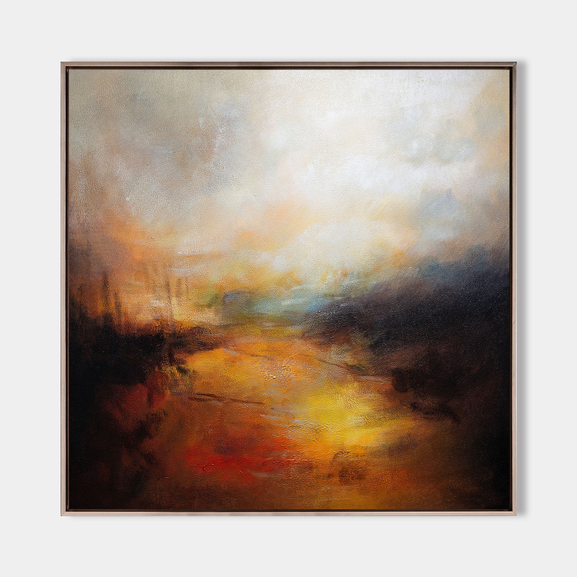 Brown Sunset Canvas Landscape Painting Abstract Landscape Art Modern ...