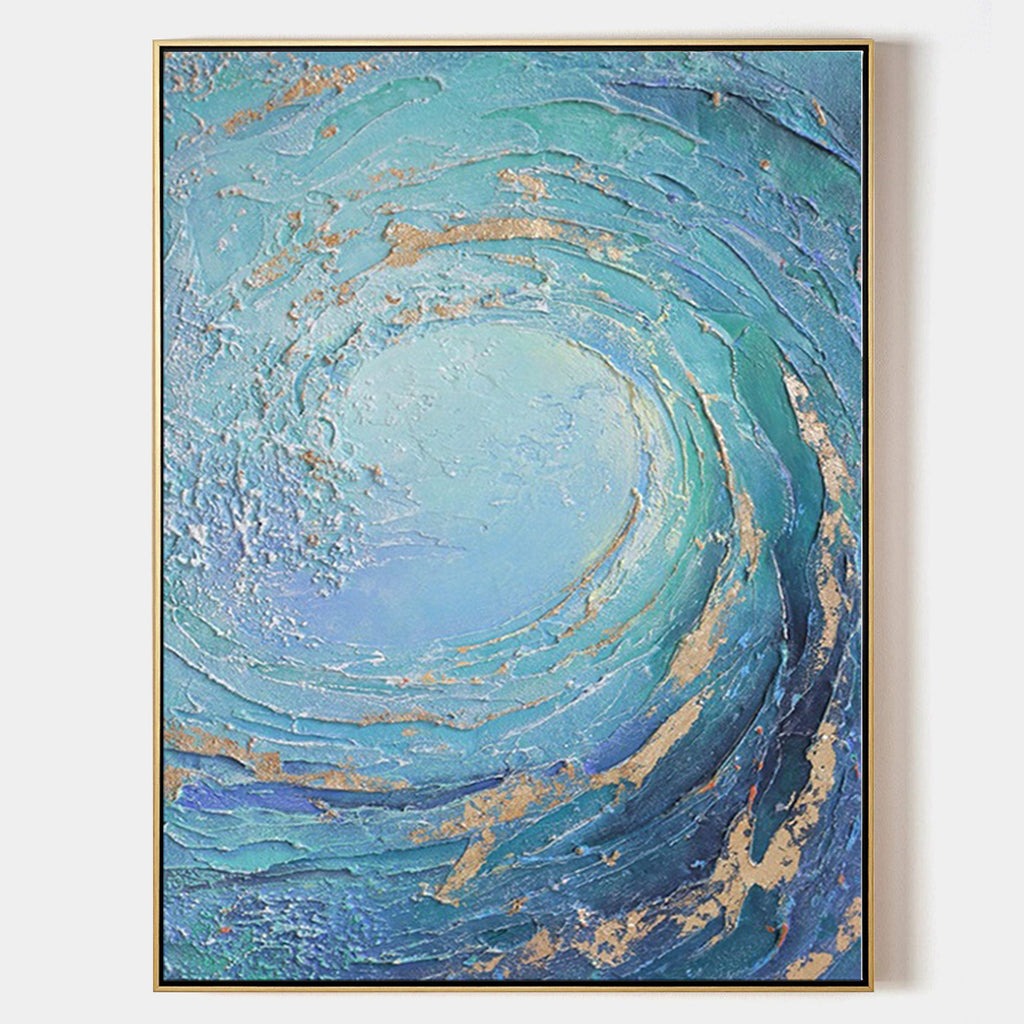 Large 13x28 Original Abstract Painting Artwork Canvas Art cheapest Ocean Wave Blue