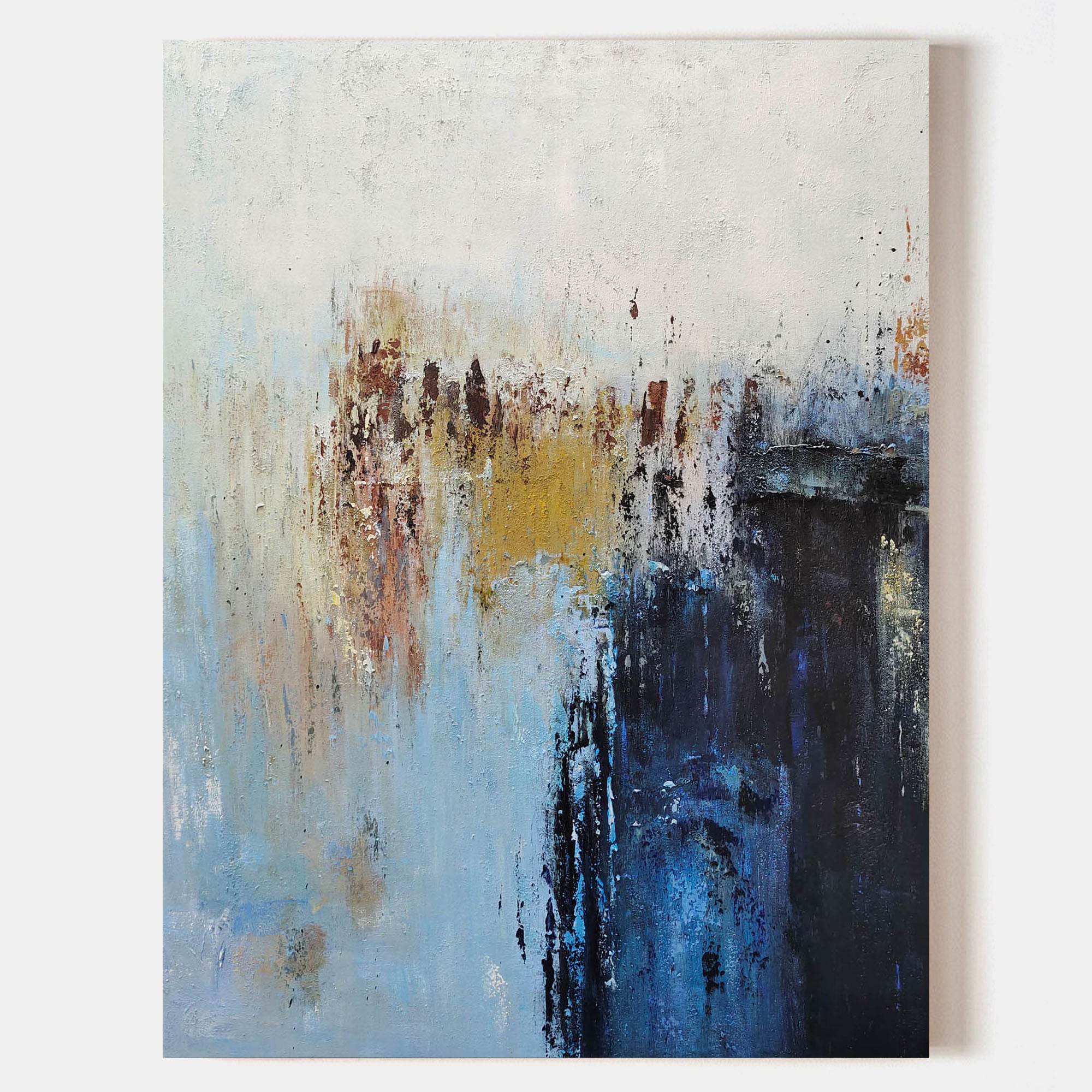 Blue And Gold Abstract Acrylic Painting Abstract Landscape Canvas Art ...