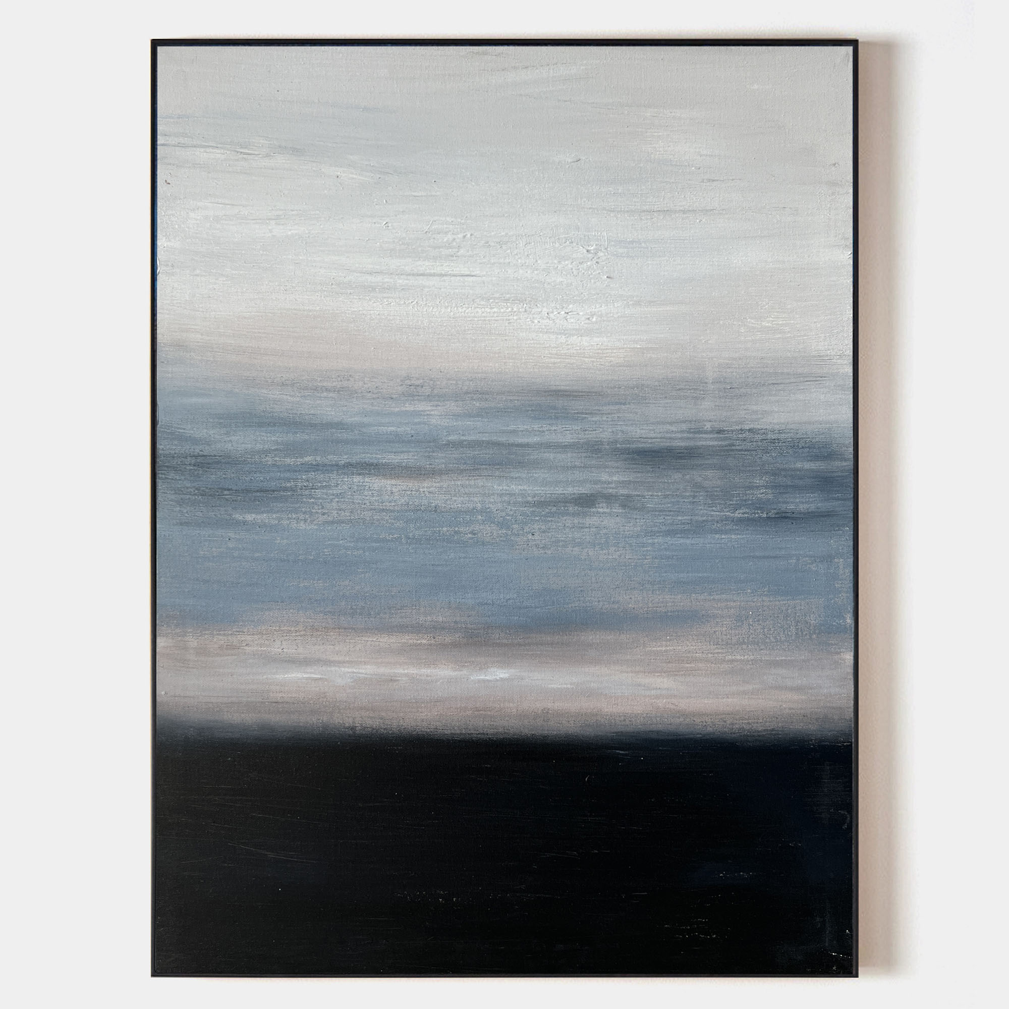 Black And Blue Minimalist Painting Large Abstract Acrylic Canvas Wall ...