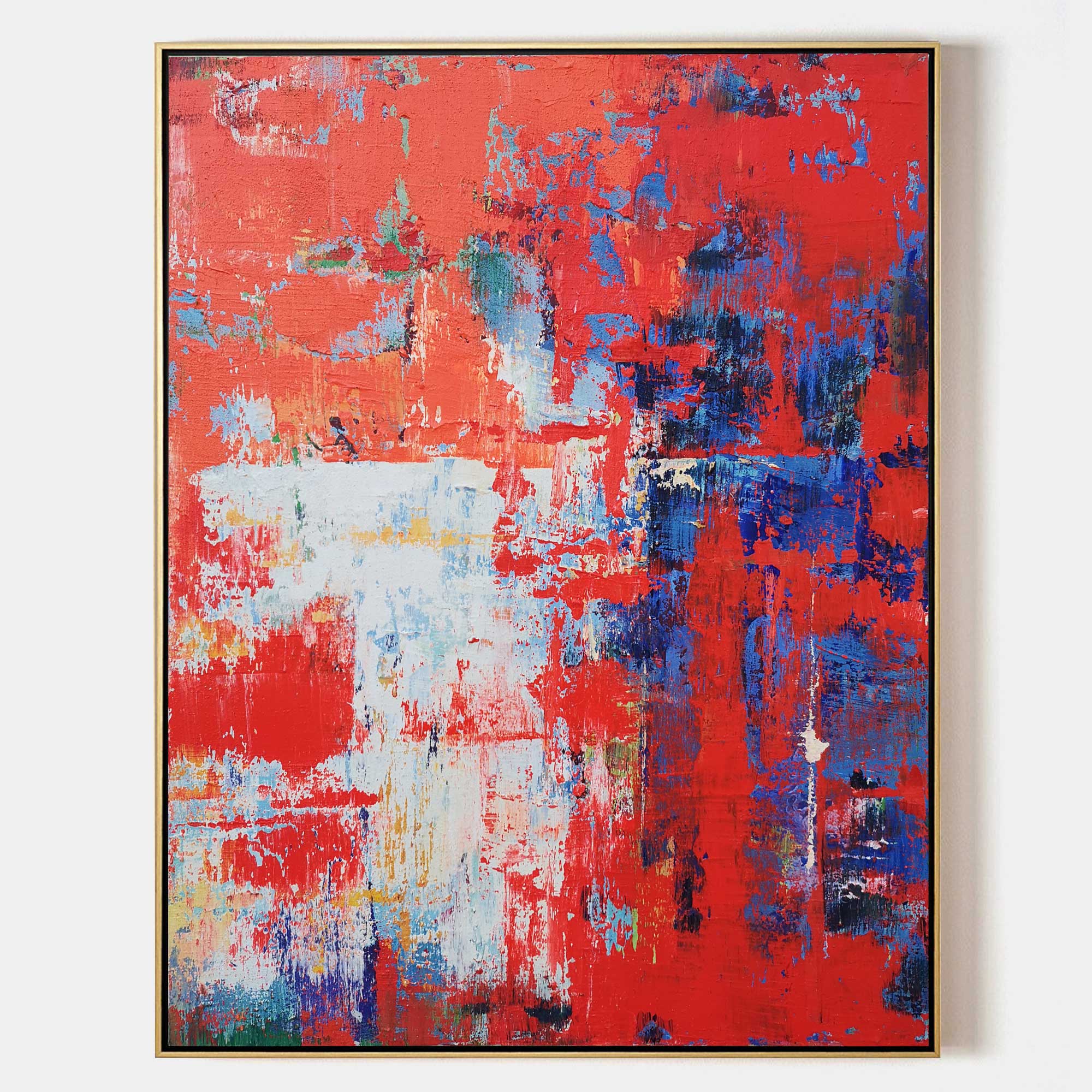 Red Abstract Painting Oversized Abstract Canvas Art Textured Abstract ...