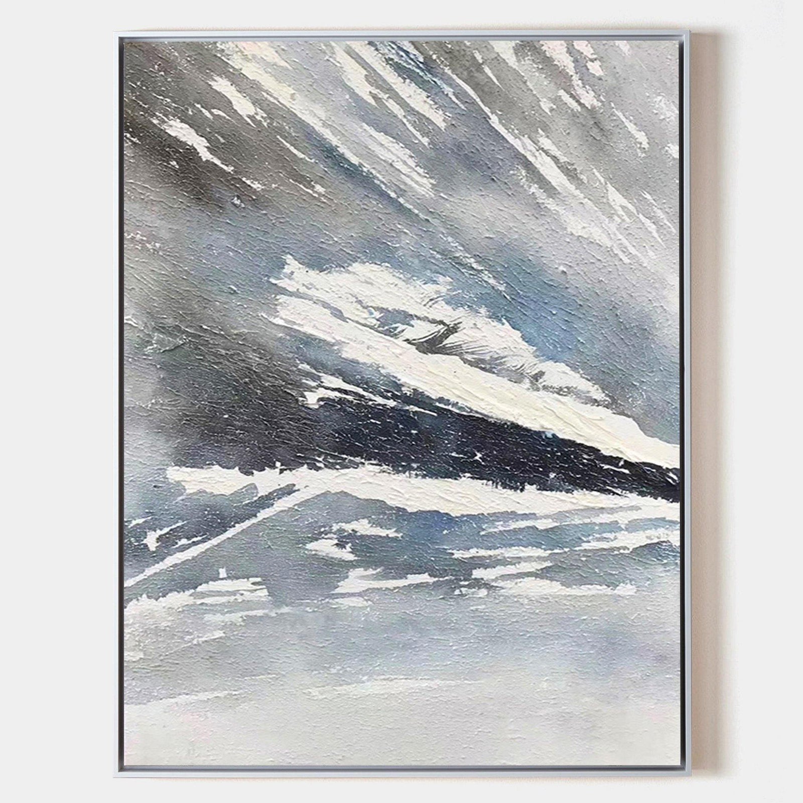 Popular 10x14 Acrylic Painting On Paper Dark Blue White Snowy Hillside Painting Winter Abstract Painting Payne's Gray Original Painting Acrylic Art