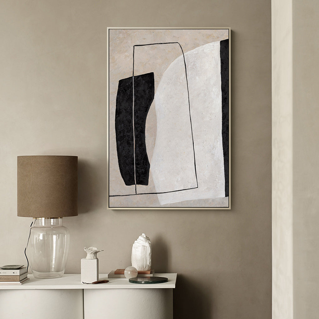 Minimalist Wall Art Acrylic Panitng Modern Beige Abstract Art - Artexplore