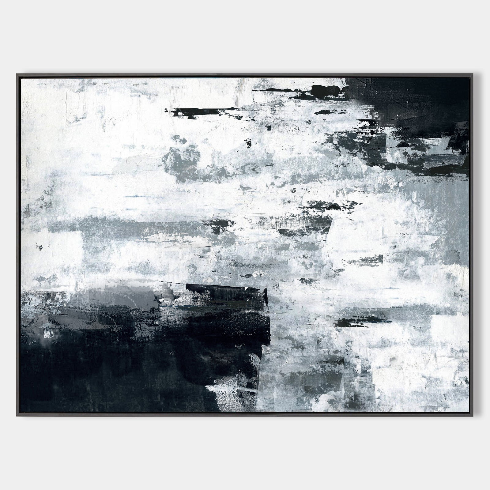 Original painting triptych extra large painting abstract canvas original artwork impasto canvas offers art black grey gray white Painting 20 x 48 