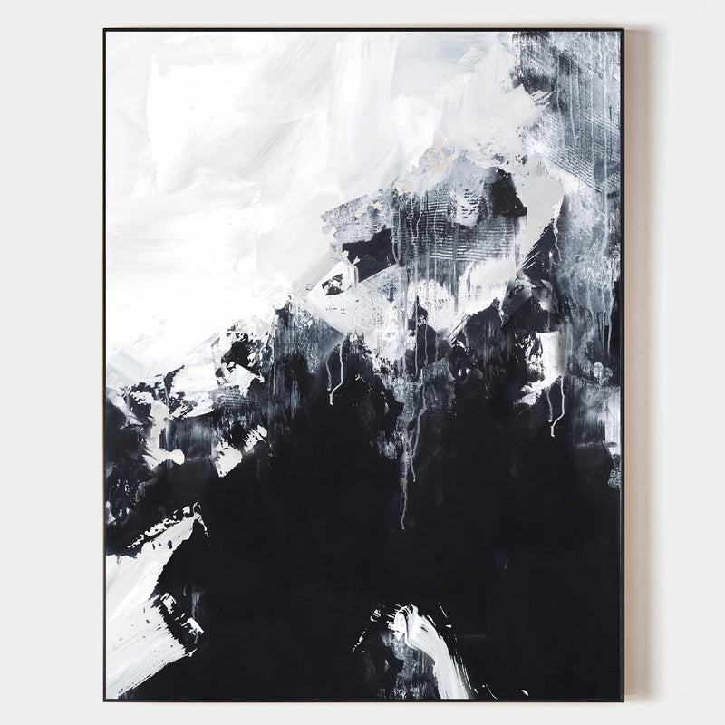Black And White Abstract Painting Large Acrylic Wall Art Textured ...