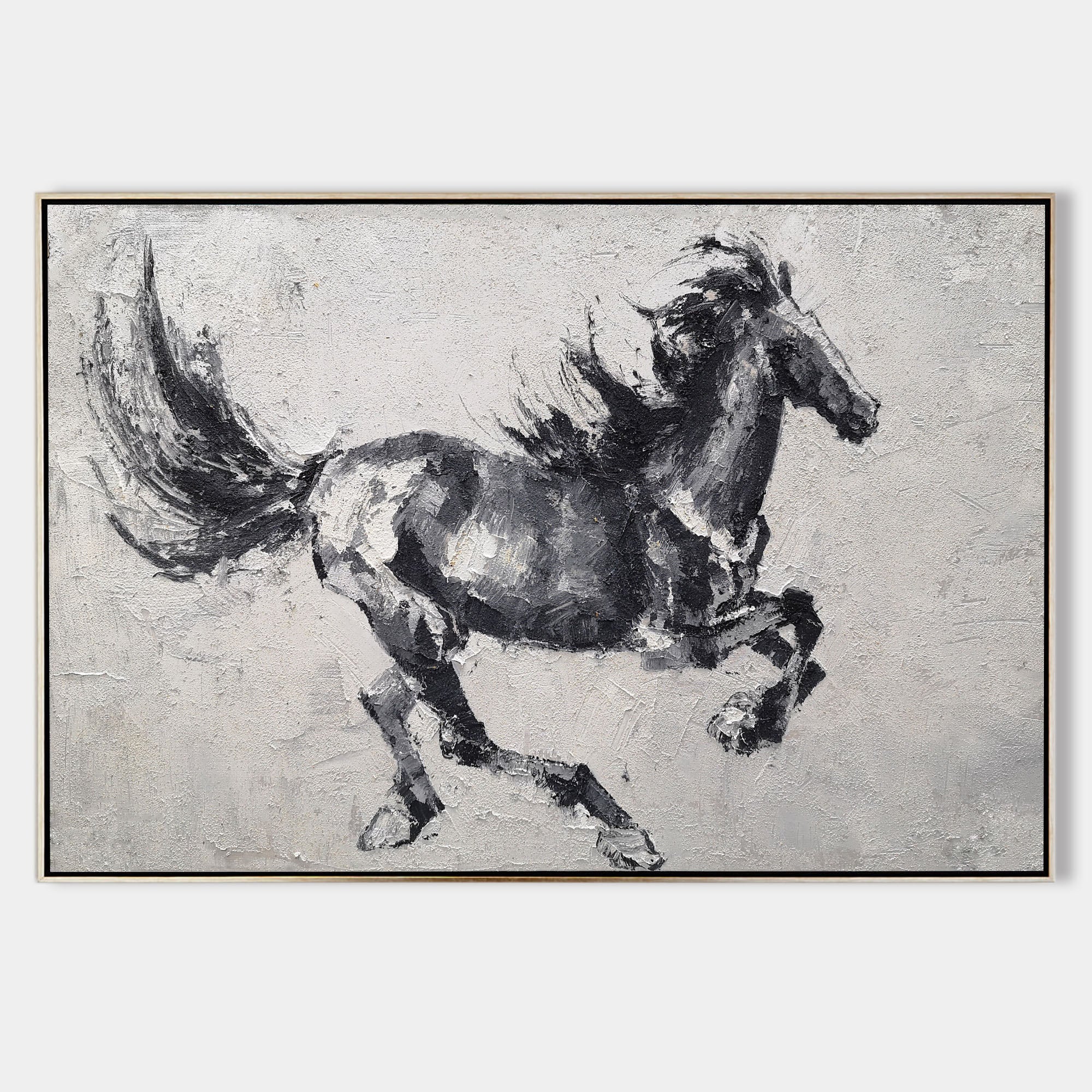 Running Horses Canvas Wall Art Large Wild Horse Canvas Art Black Horse ...