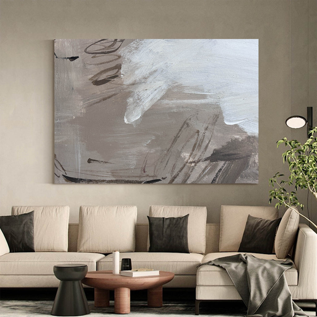 Large Grey Abstract Wall Art, Abstract Canvas Wall Art, Modern Abstract ...