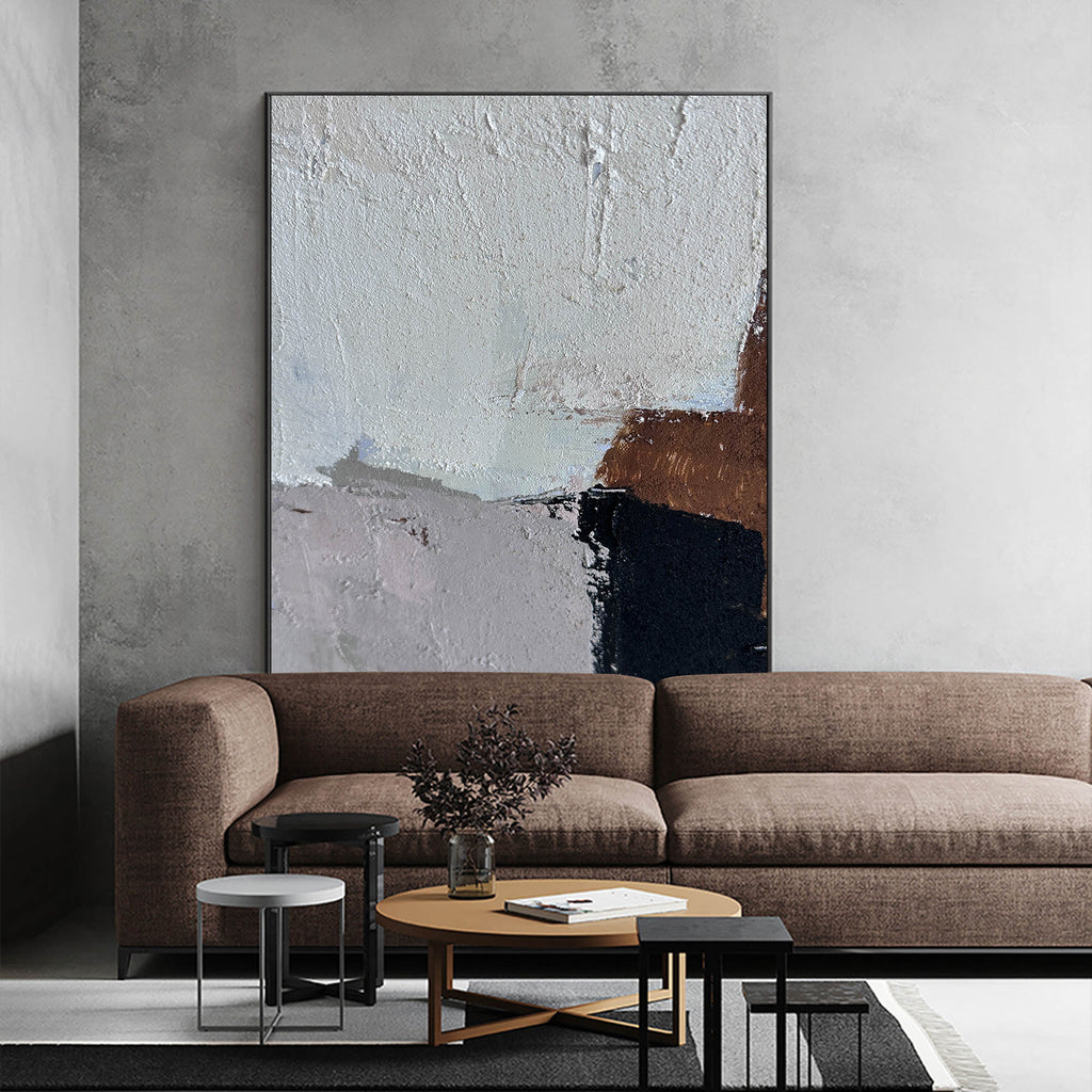 Grey Abstract Wall Art, Brown Abstract Canvas Wall Art, Large Abstract ...