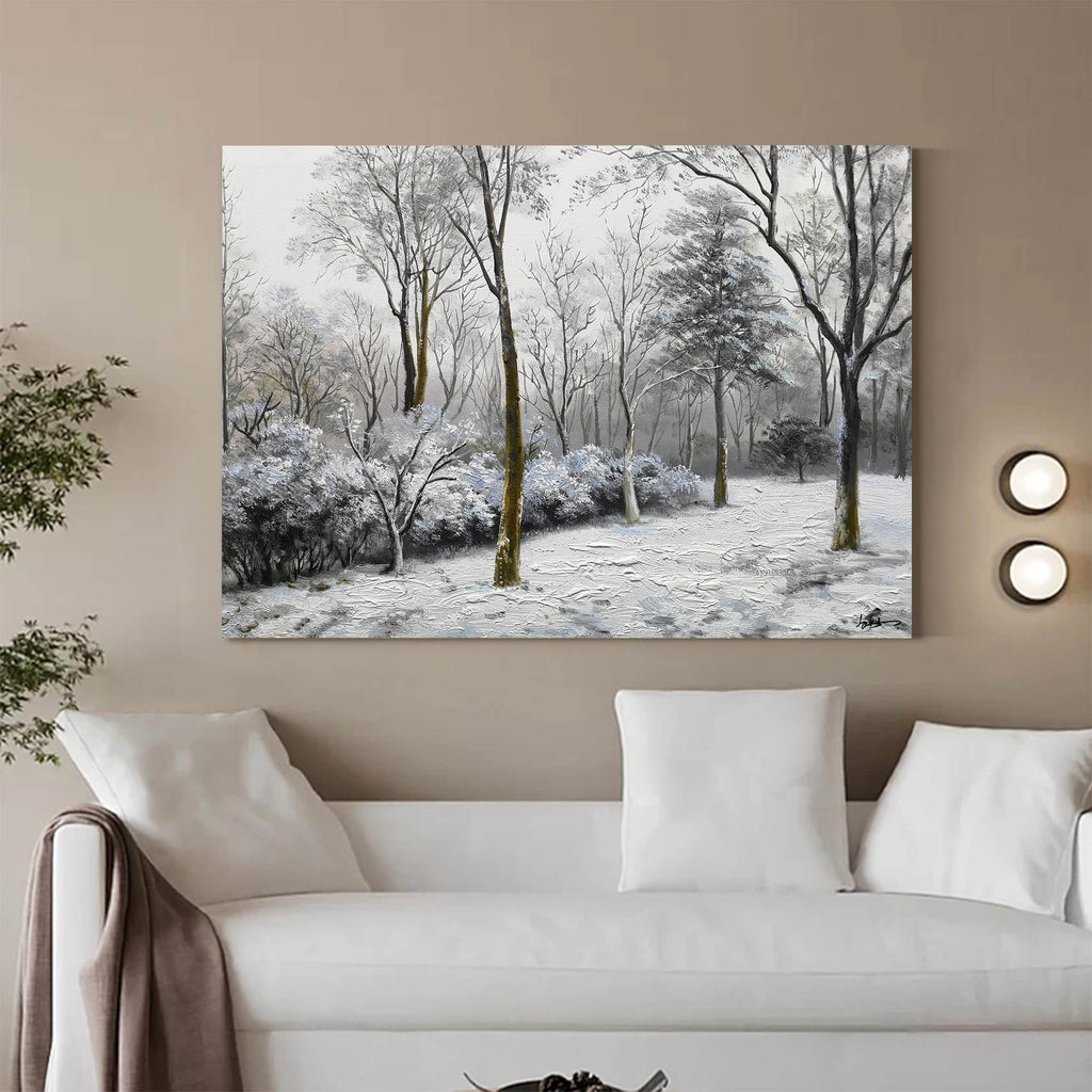 Winter Landscape with Snow Covered Trees Christmas Winter Wall Art ...