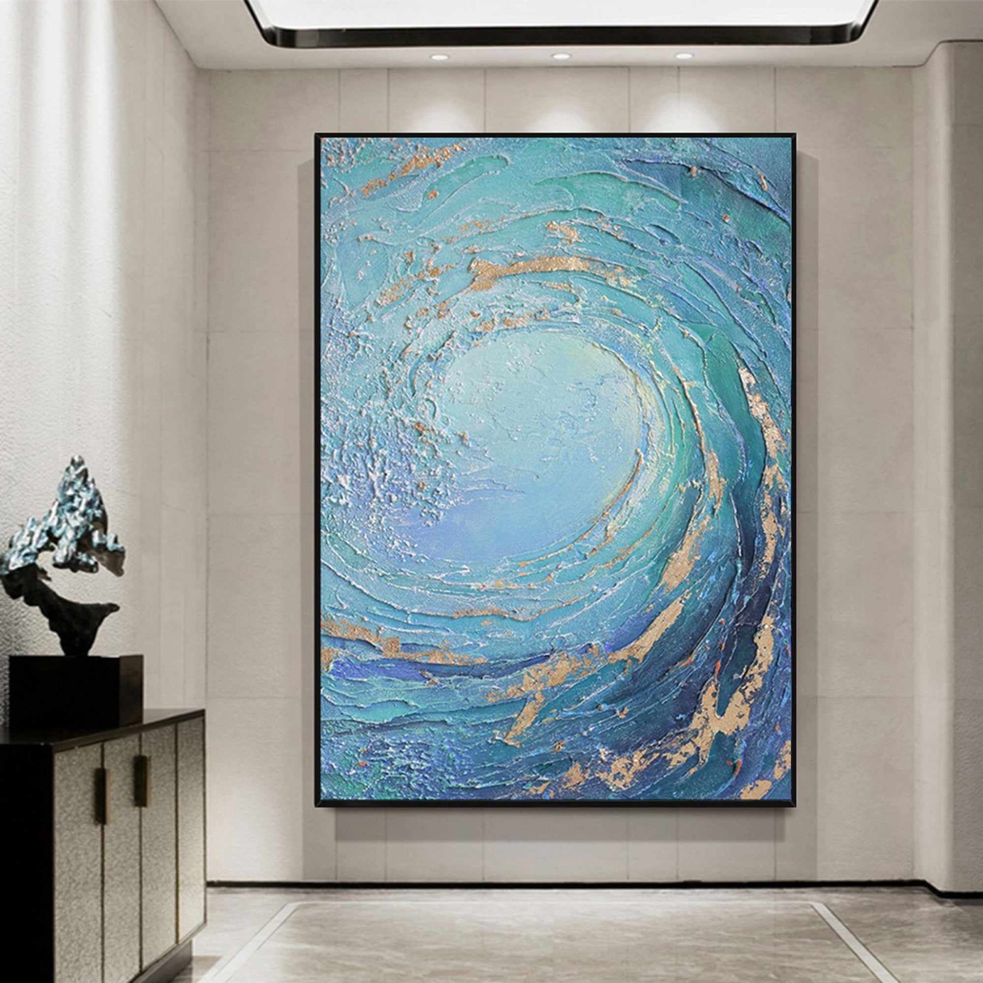 Blue Huge Wave Oil Painting On Canvas Large Abstract Ocean Wall Art ...