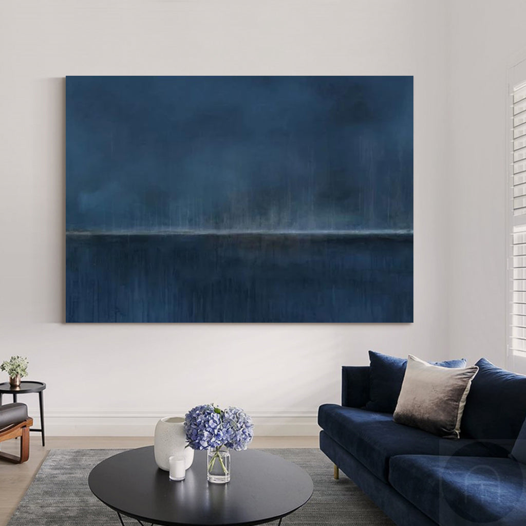 Blue Modern Abstract Art Large Abstract Wall Art Livingroom Canvas Art ...