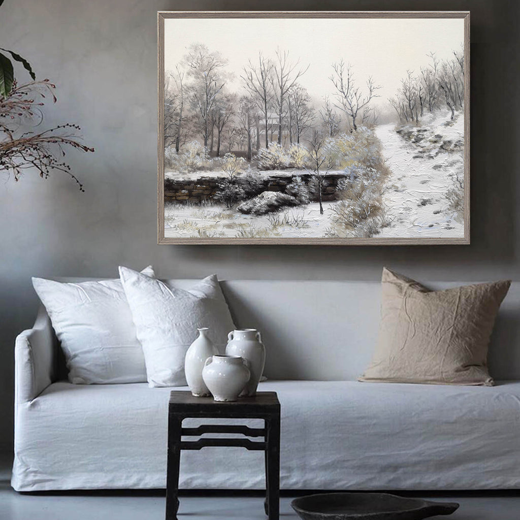 Winter Art White Snowscape Canvas Art White Snow Covered Pine Trees ...