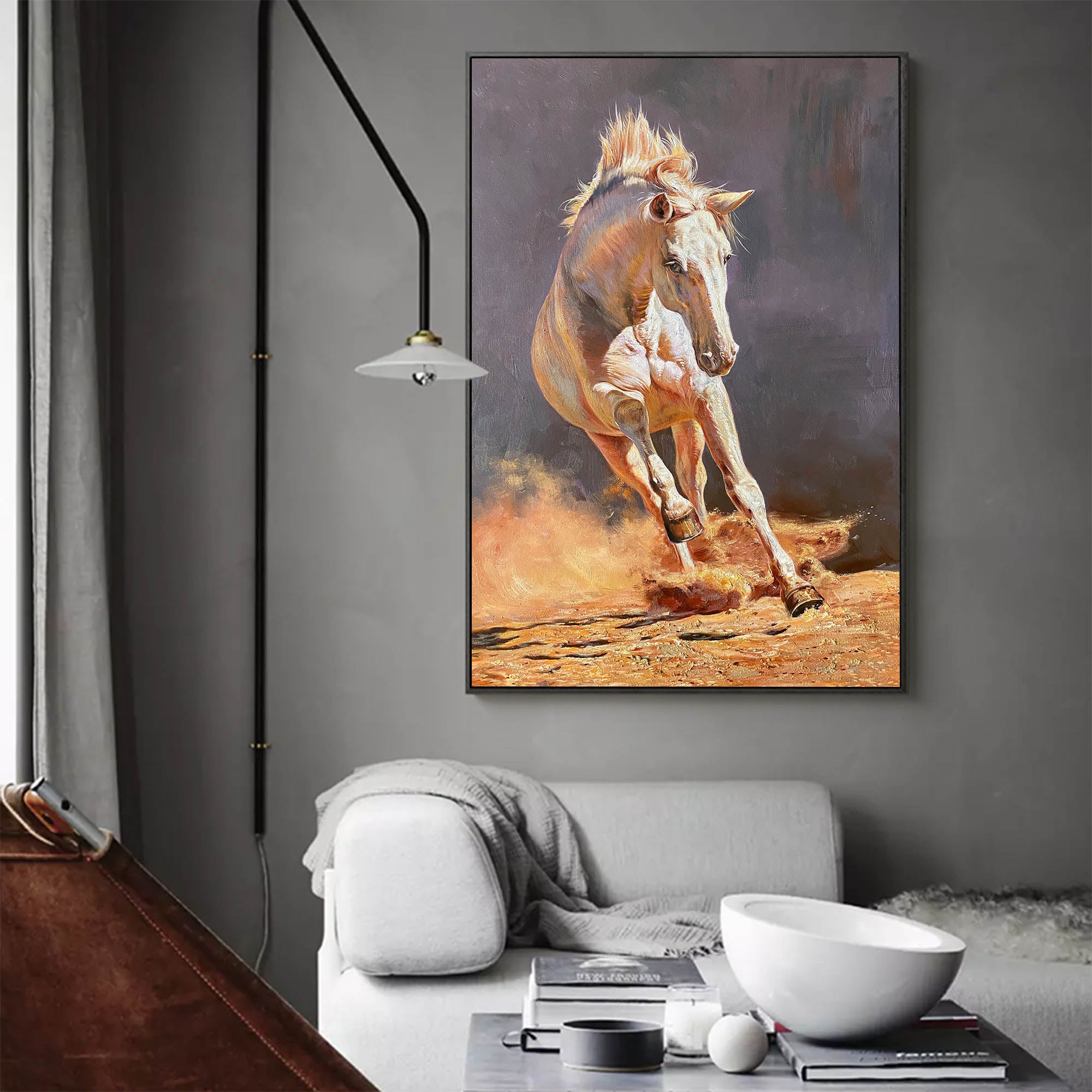 Large Running Horse Wall Art Livingroom Canvas Wall Art Modern Horse ...