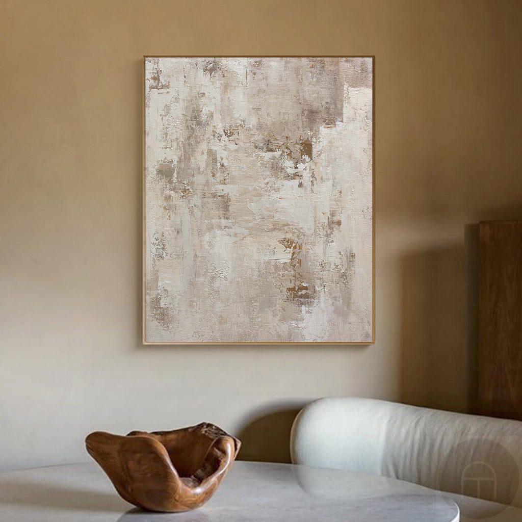 Beige Painting Beige Canvas Art Abstract Painting Beige Minimalist ...