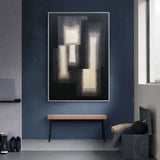 Black And Beige Painting Abstract Canvas Art Minimalist Wall Art Geometric Art| Artexplore