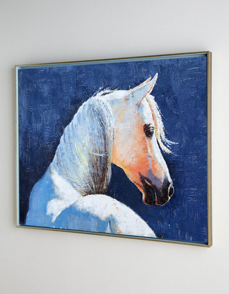 Modern Blue Oil Paintings Of Horses White Horse Painting On Canvas ...