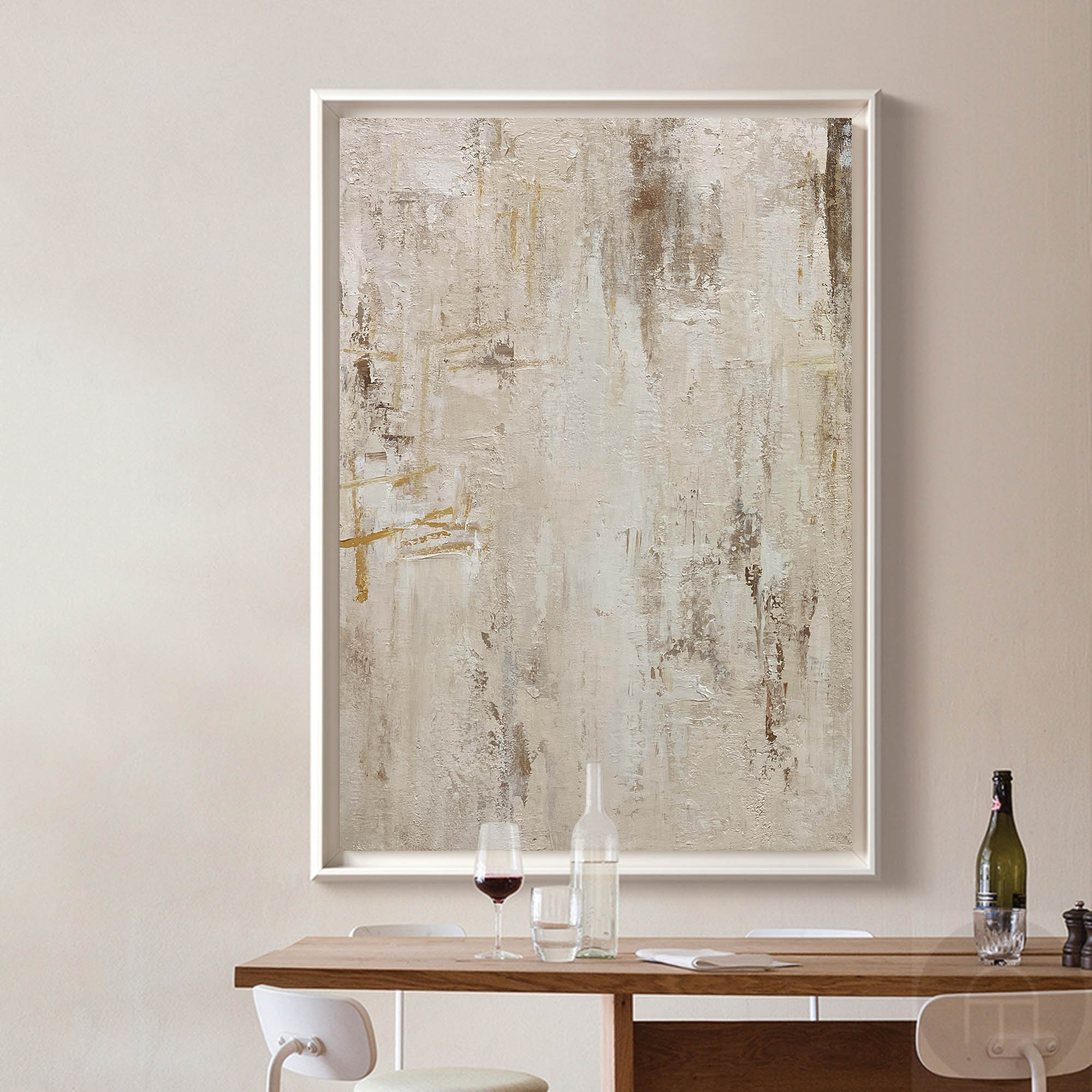 Modern Abstract Painting Earth Tone Abstract Art Beige Canvas Painting ...