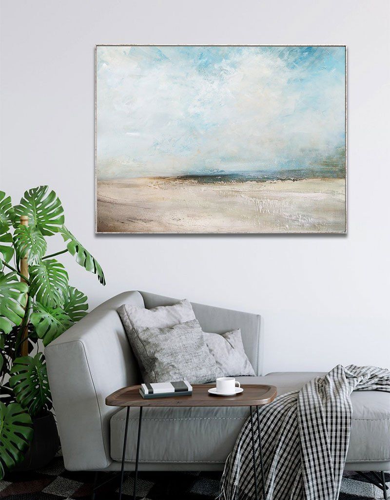 Beach Painting Oversized Beach Wall Art Horizontal Seascape Paintings ...