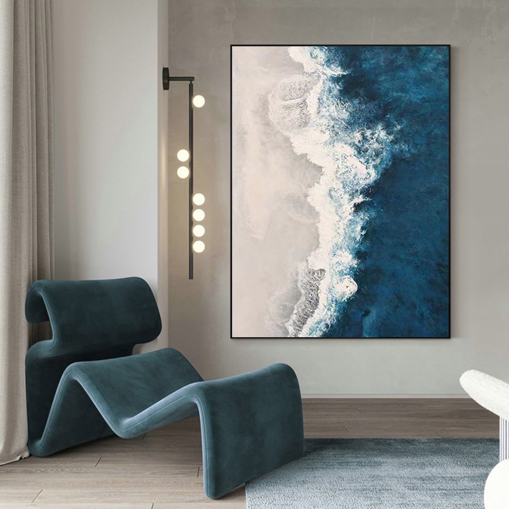 Blue Rich Textured Seascape Painting Large Abstract Wall Art Blue ...