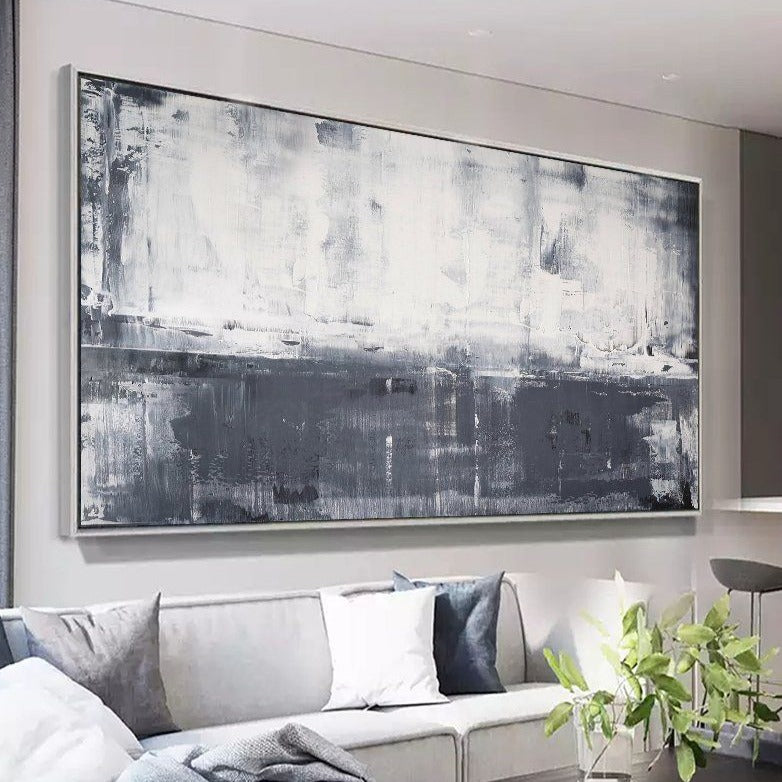 Modern Black White Abstract Art Extra Large Gray Abstract Acrylc ...